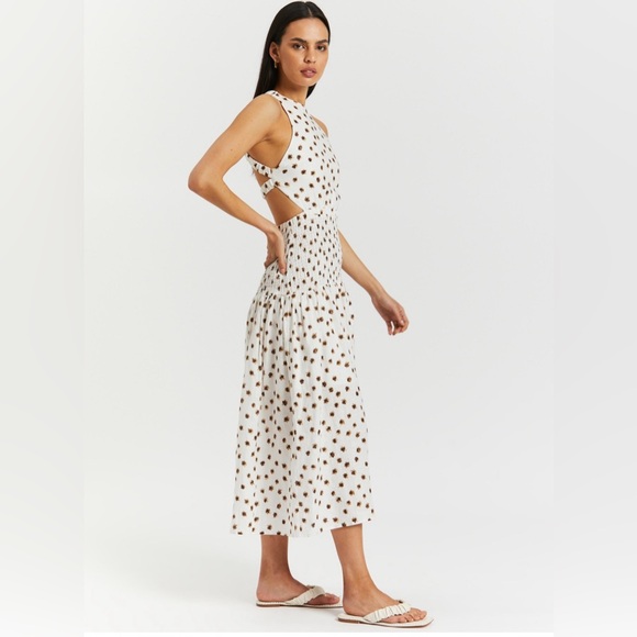 AERE Shirred Cross Back Maxi Dress - Picture 2 of 6